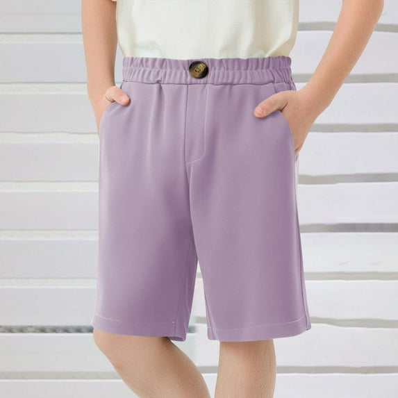 Piuwrlz Teen Kids Shorts for Boy Girls Short Sweatpants Pocket Short Pants Purple Size 9 Years