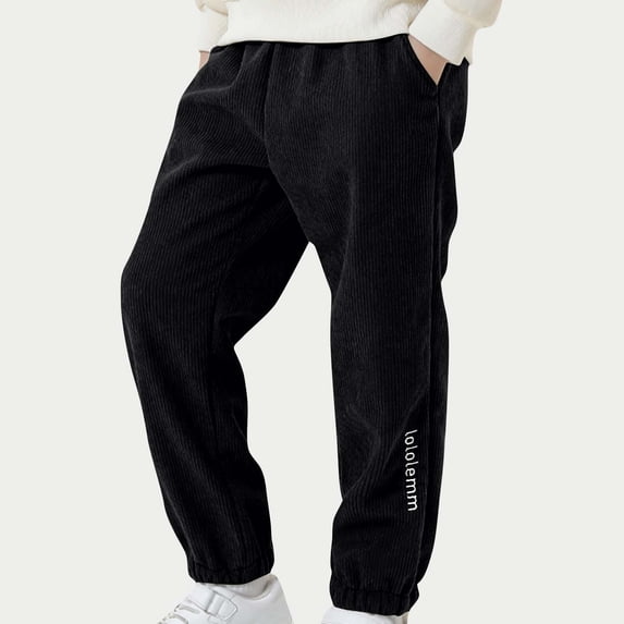 Piuwrlz Teen Sweatpants Boys Jogger Pants Corduroy Pant Black Size 13 Years