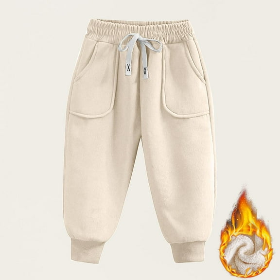 Piuwrlz Teen Sweatpants Boys Jogger Pants Long Pant Beige Size 7 Years