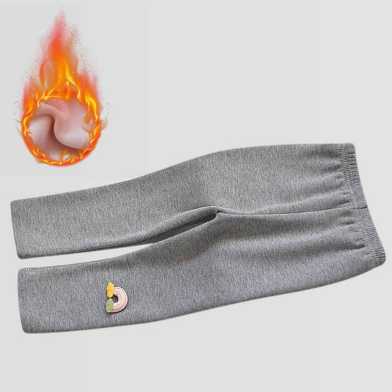 Piuwrlz Thickened Tight Pants for Girls Solid Color Plush Elasticity Single Piece Leggings Gray Size 5-6 Years