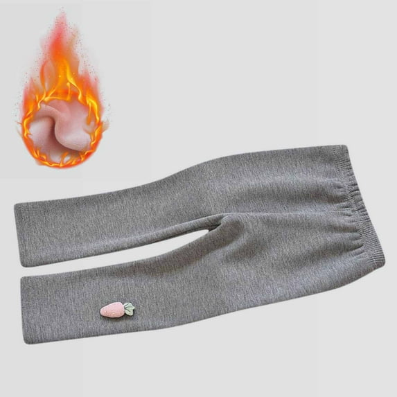 Piuwrlz Thickened Tight Pants for Girls Solid Color Plush Elasticity Single Piece Leggings Gray Size 6-7 Years