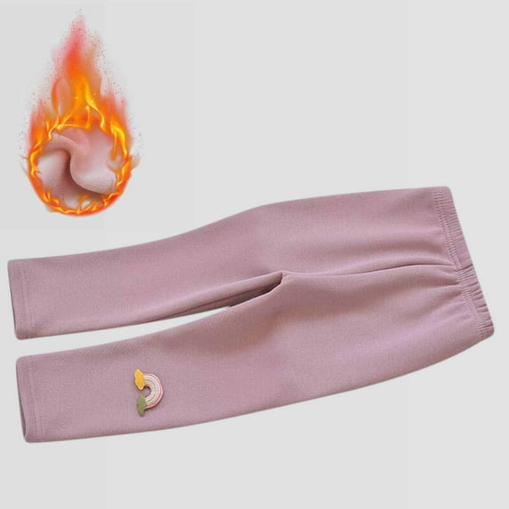 Piuwrlz Thickened Tight Pants for Girls Solid Color Plush Elasticity Single Piece Leggings Purple Size 2-3 Years