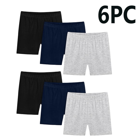 Piuwrlz Toddler 6PC Boxer Briefs Girl Underwear,6-Pack Solid Color Cotten Panties Gray Size 5 Years