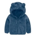 thumbnail image 1 of Piuwrlz Winter Trench Coat for Children's Girls Windproof Plush Jackets Solid Color Tops Zipper for Girl Jacket Navy Size 90, 1 of 3