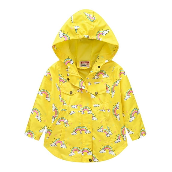 Piuwrlz Toddler Outerwear Raincoat Jacket for Kids Boys Girls Long Sleeve Rain Coat Hooded Windbreaker Yellow Size 4-5 Years