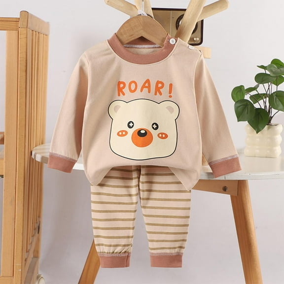 Piuwrlz Toddler Pajamas Set Girls Pants and Shirt 2PC Cotton Nightwear Coffee Size 3 Years