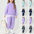 thumbnail image 1 of Piuwrlz Toddler Sweatsuits Sets 2pcs Girls Jogger Set Pocket Plush Round Neck Sweats and Sweatpants Purple Size 5 Years, 1 of 10