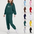 thumbnail image 1 of Piuwrlz Toddler Sweatsuits Sets 2pcs Girls Jogger Set Pocket Round Neck Sweats and Sweatpants Blue Size 4 Years, 1 of 7