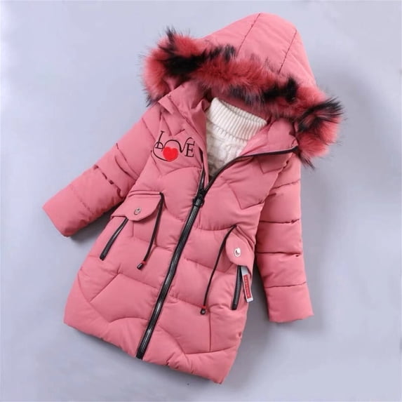 Piuwrlz Velvet Padded for Kids Girls Puffer Jacket Cotton Coats Red Size 12 Years