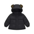 thumbnail image 1 of Piuwrlz Puffer Jacket Children's Girls Boy Velvet Hood Padded Solid Color Cotton Coats Black Size 2 Years, 1 of 9