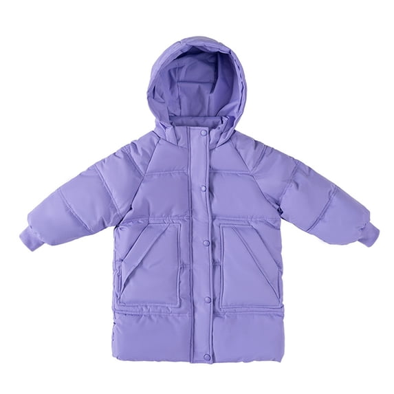 Piuwrlz Velvet Padded for Kids Girls Puffer Jacket Solid Color Cotton Coats Purple Size 6 Years
