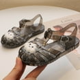 thumbnail image 1 of Piuwrlz Versatile Jelly Sandals Sandals for Little Girls Peep Toe Shoes Lace-Up Breathable Jelly Sandals Black Size 7 Years, 1 of 9