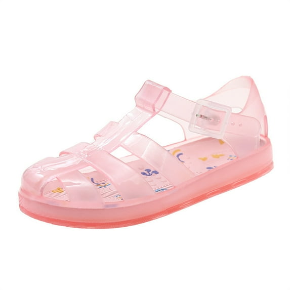Piuwrlz Versatile Jelly Sandals Sandals for Little Girls Peep Toe Shoes Lace-Up Jelly Sandals Pink Size 3 Years