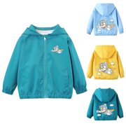 Piuwrlz Windproof Jacket Kids Girls Anorak Hooded Jackets Windproof for Girl Lightweight Trench Coat Blue Size 1 Years
