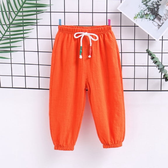 Piuwrlz Winter Cotton Pants Kids Girls Boys Long Thick Plush Sweatpants Velvet Comfortable Tight Cotton Orange Size 3-4Years