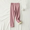 thumbnail image 1 of Piuwrlz Winter Fleece Pants Kids Girls Boys Long Thick Plush Sweatpants Velvet Solid Color Tight Pink Size 6-7Years, 1 of 5