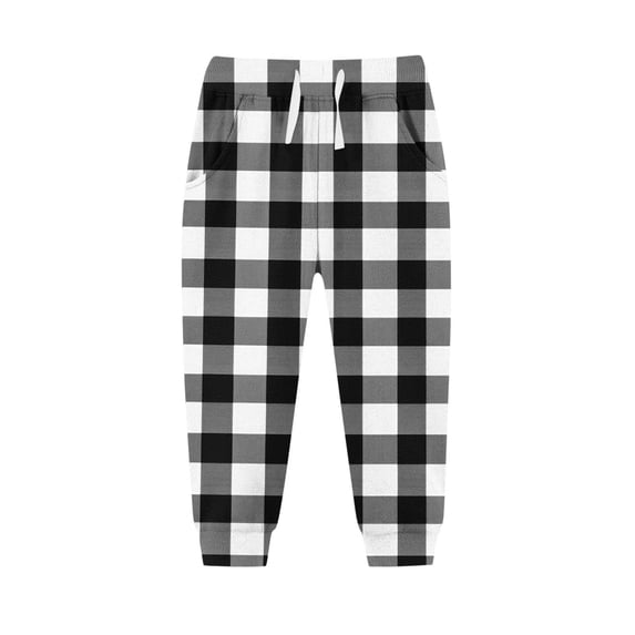 Piuwrlz Winter Fleece Sweatpants Kids Girls Boys Long Thick Plush Joggers Velvet Printed Tight Christmas Black Size 9-10Years