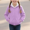 thumbnail image 1 of Piuwrlz Winter Girl Fleece Zipper Hoodies Kids Solid Color Hood Sweatshirts Pocket Long Sleeved Plush Round Neck Hoodie Pullover Purple Size 14 Years, 1 of 8
