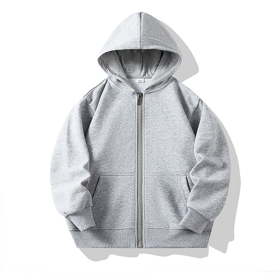 Piuwrlz Winter Girl Half Zipper Hoodies Kids Solid Color Hood Sweatshirts Pocket Long Sleeved Round Neck Hoodie Pullover Gray Size 5-6 Years