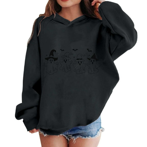 Piuwrlz Winter Hoodies for Kids Girls Boys Printed Hood Sweatshirts Long Sleeved Hoodie Pullover Black Size 3 Years