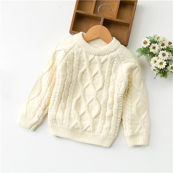 Piuwrlz Winter Knitted Sweaters for Kids Girls Fluff Sweatershirt Fashionable Thickening Keep Warm Pullover Sweater Beige Size 2 Years