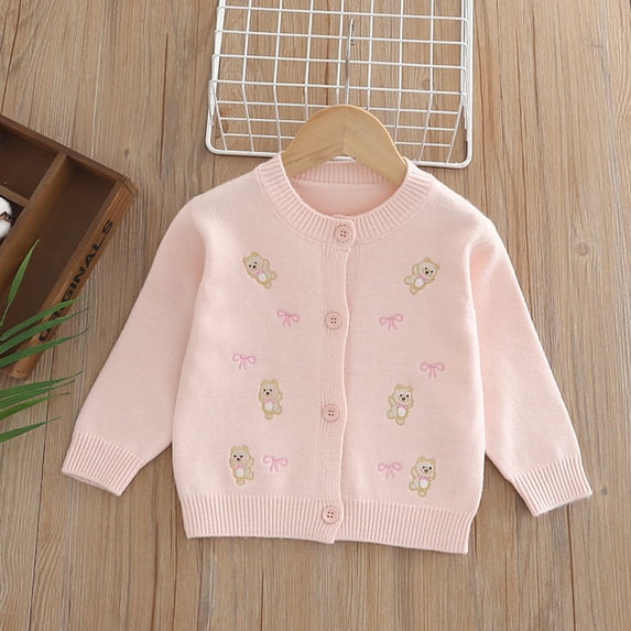 Piuwrlz Winter Knitted Sweaters for Teen Girls Sweatershirt Cardigan Cotton Pullover Sweater Pink Size 6 Years