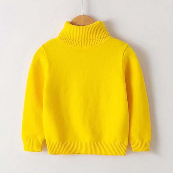Piuwrlz Winter Knitted Sweaters for Teen Girls Sweatershirt High Neck Pullover Sweater Yellow Size 6 Years