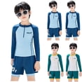 thumbnail image 1 of Piuwrlz Yellow Swimsuit Toddler Boys Swimming Suit Two Piece Long Sleeves Swimwear Yellow Size 4-5 Years, 1 of 9
