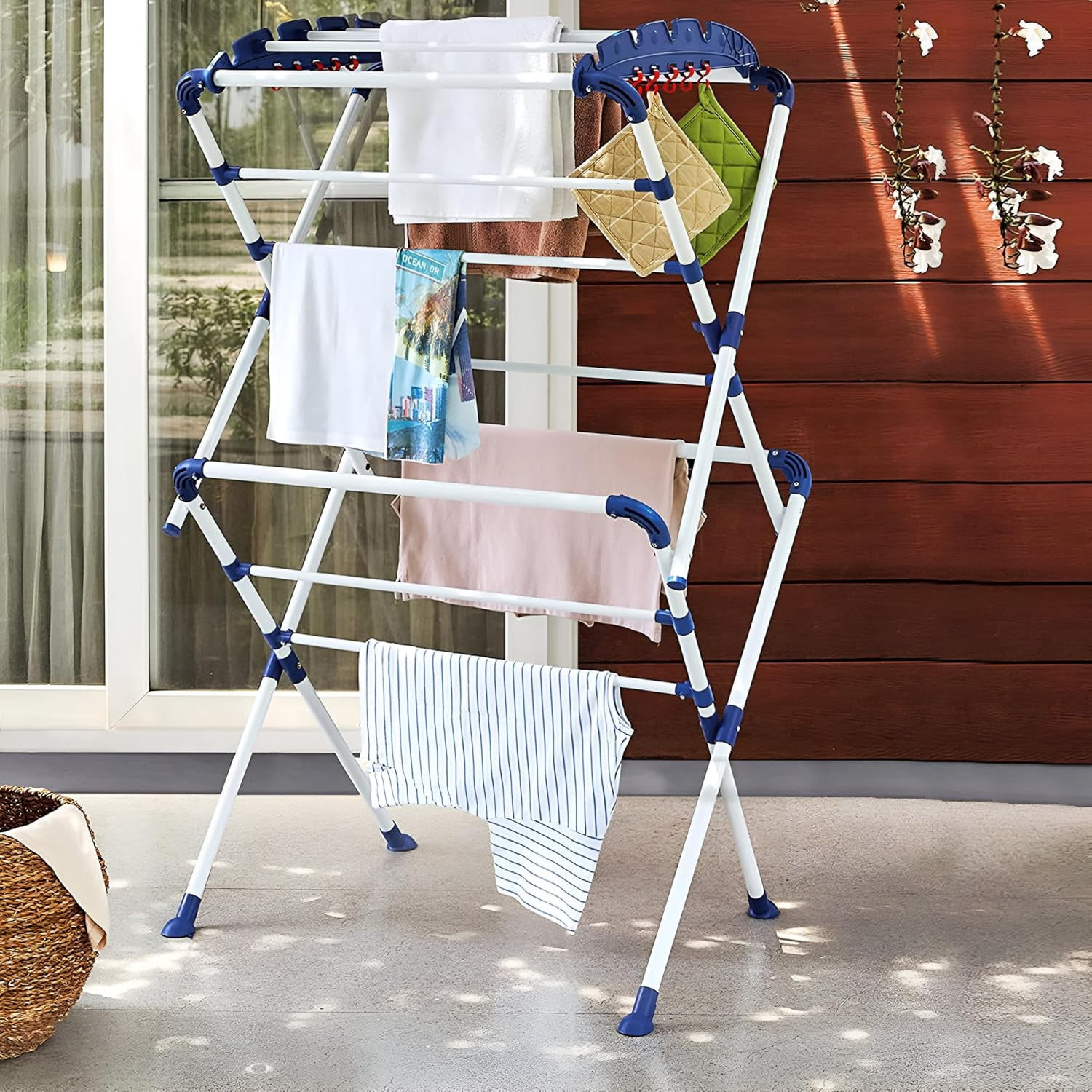 Drying Rods Movable Pivalo Alloy Steel Cloth Drying Stand Heavy Duty Foldable Portable ...