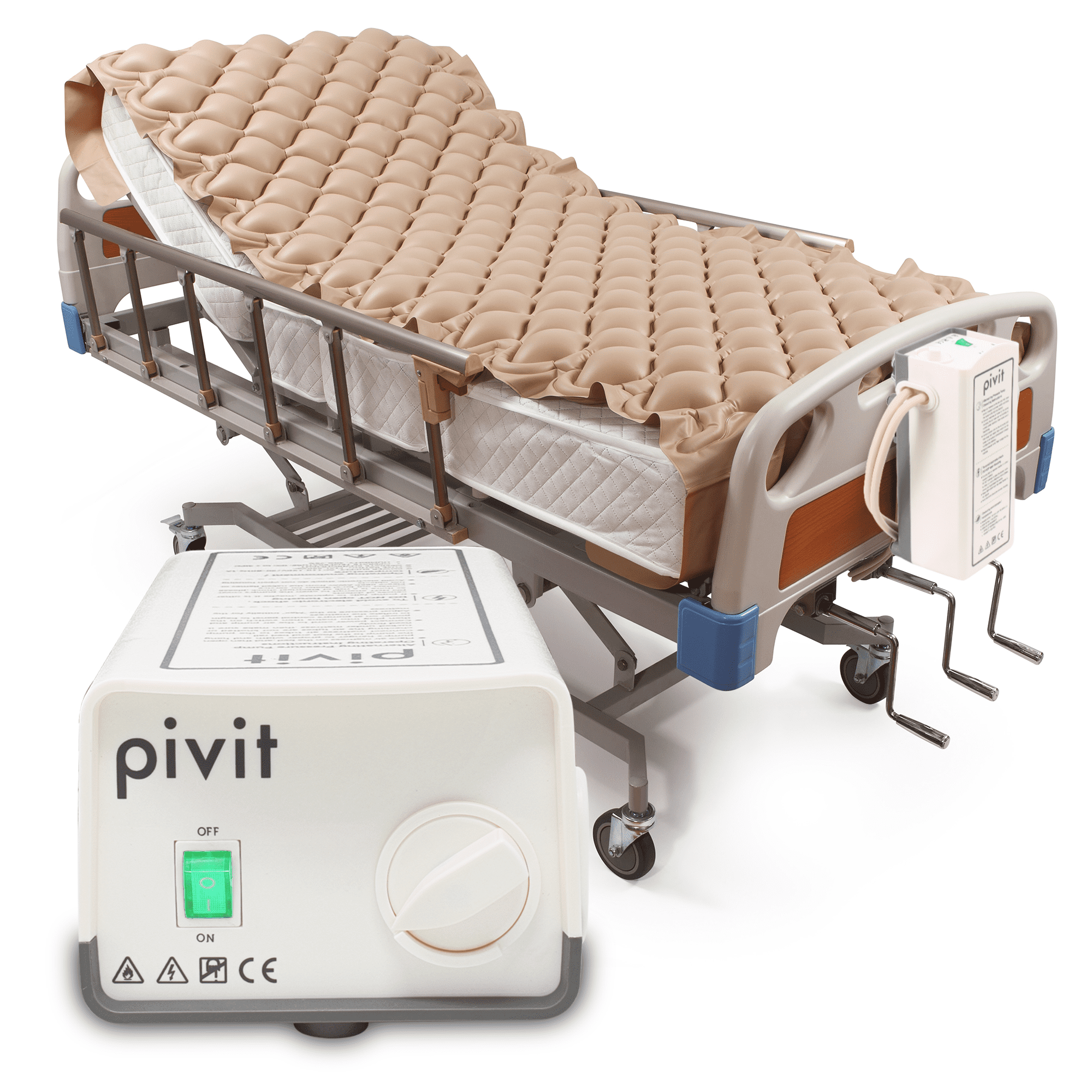 Pivit Alternating Pressure Mattress | Includes Electric Pump System and Mattress Pad Cover | Quiet Inflatable Bed Air Topper for Pressure Ulcer and Pressure Sore Treatment | Fits Standard Hospital Bed