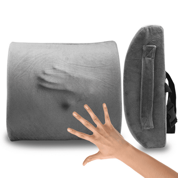 Pivit Memory Foam Lumbar Back Rest Support Cushion for Office Chair | Seat Pillow Cushions for Car, Gaming, Fathers, Women | Orthopedic Cushioning & Adjustable Strap for Therapeutic Lower Pain Relief