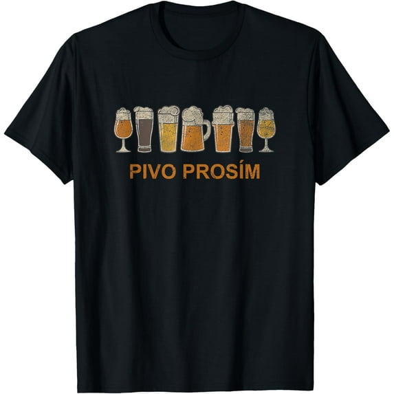 Pivo Prosím Beer Please Czech Republic T-ShirtMen and women, Black T-shirt, size: Extra large S-4XL