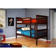 Pivot Direct PD-120-3CP-TT Donco Kids Mission Bunkbed with Slat-Kits Mattress Ready - Twin - Twin-Color- Cappucino