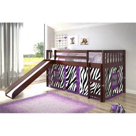 Pivot Direct PD-715TCP-Z Twin Size Mission Zebra Tent Loft with Slide in Dark Cappuccino