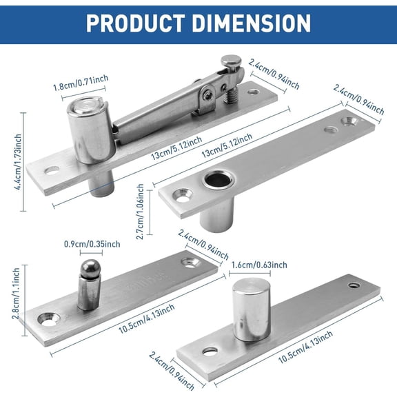 Pivot Door Hardware Hidden Door Hinges for Secret Door Pivot Hinge Heavy Duty Hidden Bookcase Hinges Secret Door Hinges 304 Stainless Steel (I Shape 2PCS)