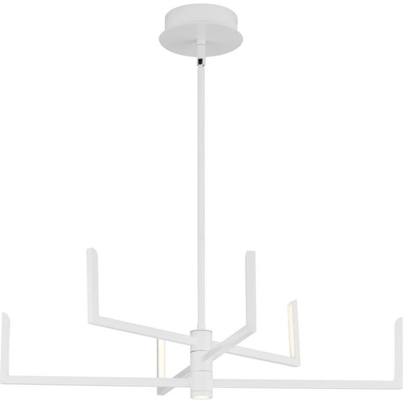 Pivot LED Collection Six-Light Satin White Modern Style Chandelier with Downlight