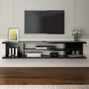 Pivot Modern Engineered Wood Floating TV Stand up to 55 TVs, Black Veneer