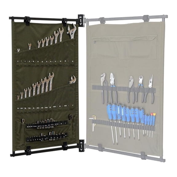 Pivot Panel Tool Storage, Swivel Workshop Organizer for Wrenches, Screwdrivers, & Sockets, Metric & Labeled Slots (High Pine Green)