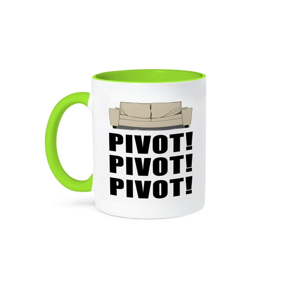 3dRose, Pivot Pivot Pivot Black, 11oz Two-Tone Green Mug