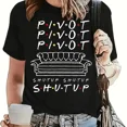 thumbnail image 1 of Pivot T Shirts Women Funny Friends TV Show Letter Graphic Polyester Breathable Tee Shirt Crew Neck C, 1 of 5