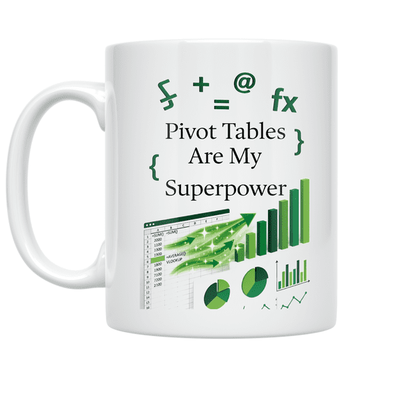 Pivot Tables Are My Superpower - Data Enthusiast - 11 oz Ceramic Coffee Mug