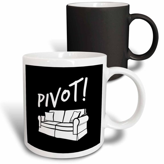 3drose, Pivot with Couch Clipart. White Lettering on a Black Background., 11oz Magic Transforming Mug