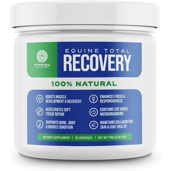 Pivotal Feeds Equine Total Recovery Supplement 9 Amino Acids & Probiotics for Horses | Muscle Recovery, Performance & Digestive Support | Horse Feed Topper | 30 Servings