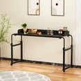 thumbnail image 1 of Piweml Adjustable Overbed Table with Wheels, Rolling Laptop Desk with Raised Baffle for Bed, Sofa, Hospital Use, Mobile Standing Desk for Laptop, Notebook, Meals, 1 of 10