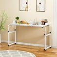 thumbnail image 1 of Piweml Adjustable Overbed Table with Wheels, Rolling Laptop Desk with Raised Baffle for Bed, Sofa, Hospital Use, Mobile Standing Desk for Laptop, Notebook, Meals, 1 of 10
