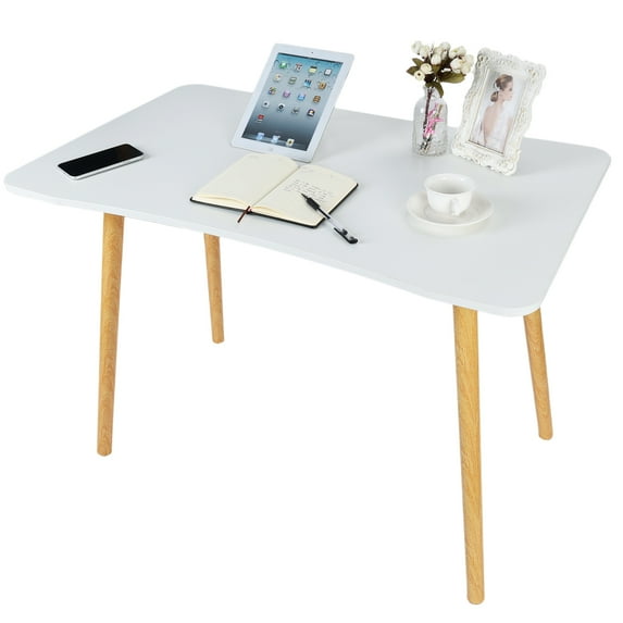 Piweml Computer Desk, Home Office Study Desk with Ergonomic Edge, Student Wood Writing Simple Study Makeup Workstation