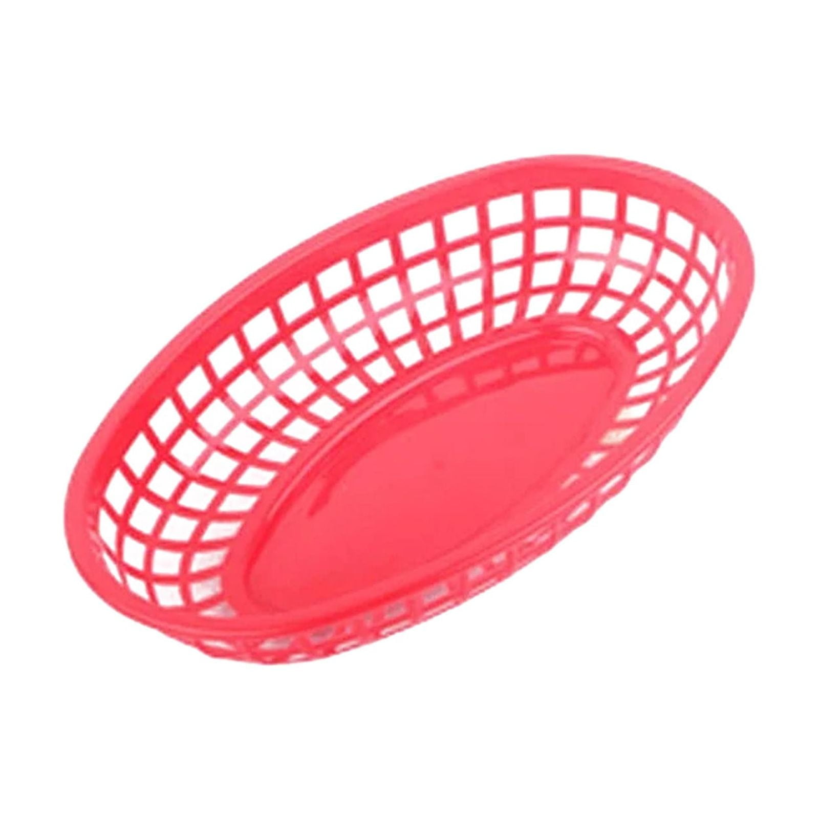 6-Pack Colorful Plastic Fast Food Baskets - 10.63x6.69 Inch Oval Serving Baskets For Snacks & Parties