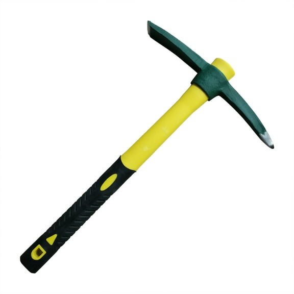 Piwvid 15 Inch Steel Forged Pickaxe, Sturdy Mattock Hoe with Lightweight Plastic Coated Fiberglass Handle for Digging, Weeding, Gardening, and Camping