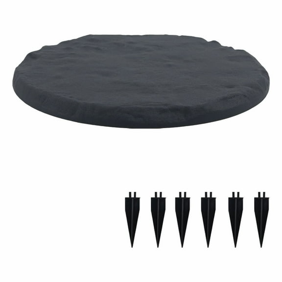 Piwvid 15’’ Round Black Resin Garden Stepping Stone | Stakeable Pathway Decor for Sidewalks & Landscaping | Weather-Resistant Outdoor Walkway Channel Stones