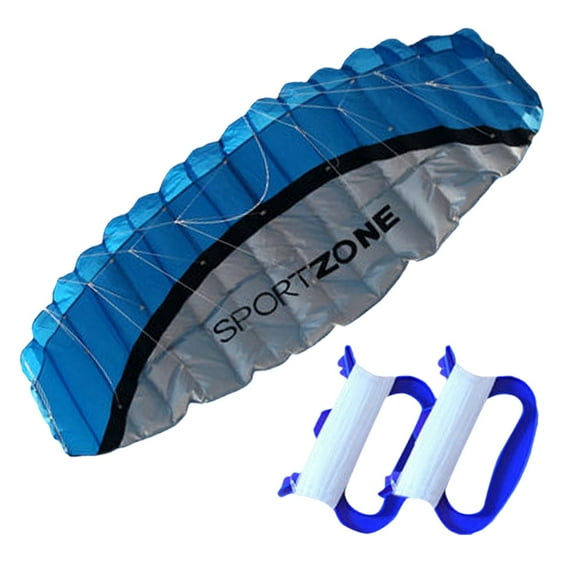 Piwvid 2.5m Blue Parafoil Stunt Kite, Easy-Fly Beach Toy with Parachute Line – Portable Wind-Resistant Trainer Kite for Kids, Camping & Outdoor Adventures